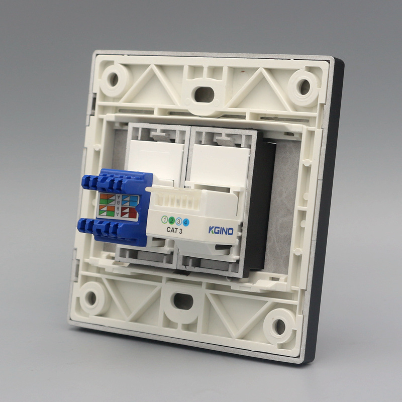 六类电脑电话插座黑色86型暗装墙壁面板cat6千兆网线语音信息插座