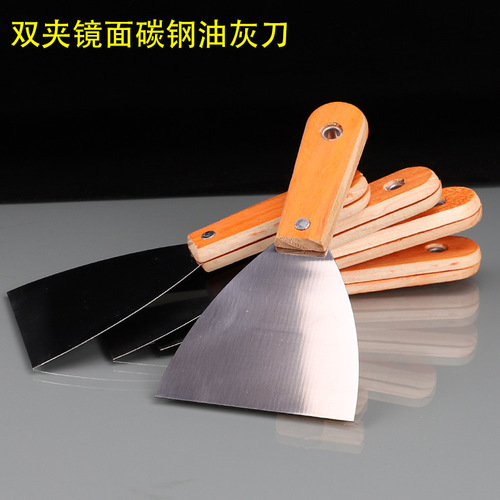 Manufacturer wholesale putty knife wooden handle spatula double clip mirror putty knife putty spatula trowel spatula