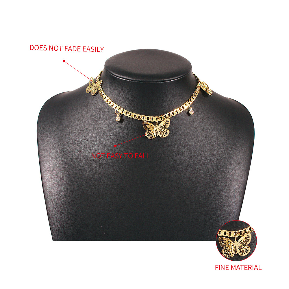 الأزياء والمجوهرات الإبداعية فراشة الماس قلادة قلادة شخصية سبائك سلسلة قلادة الجملة Nihaojewelry display picture 7