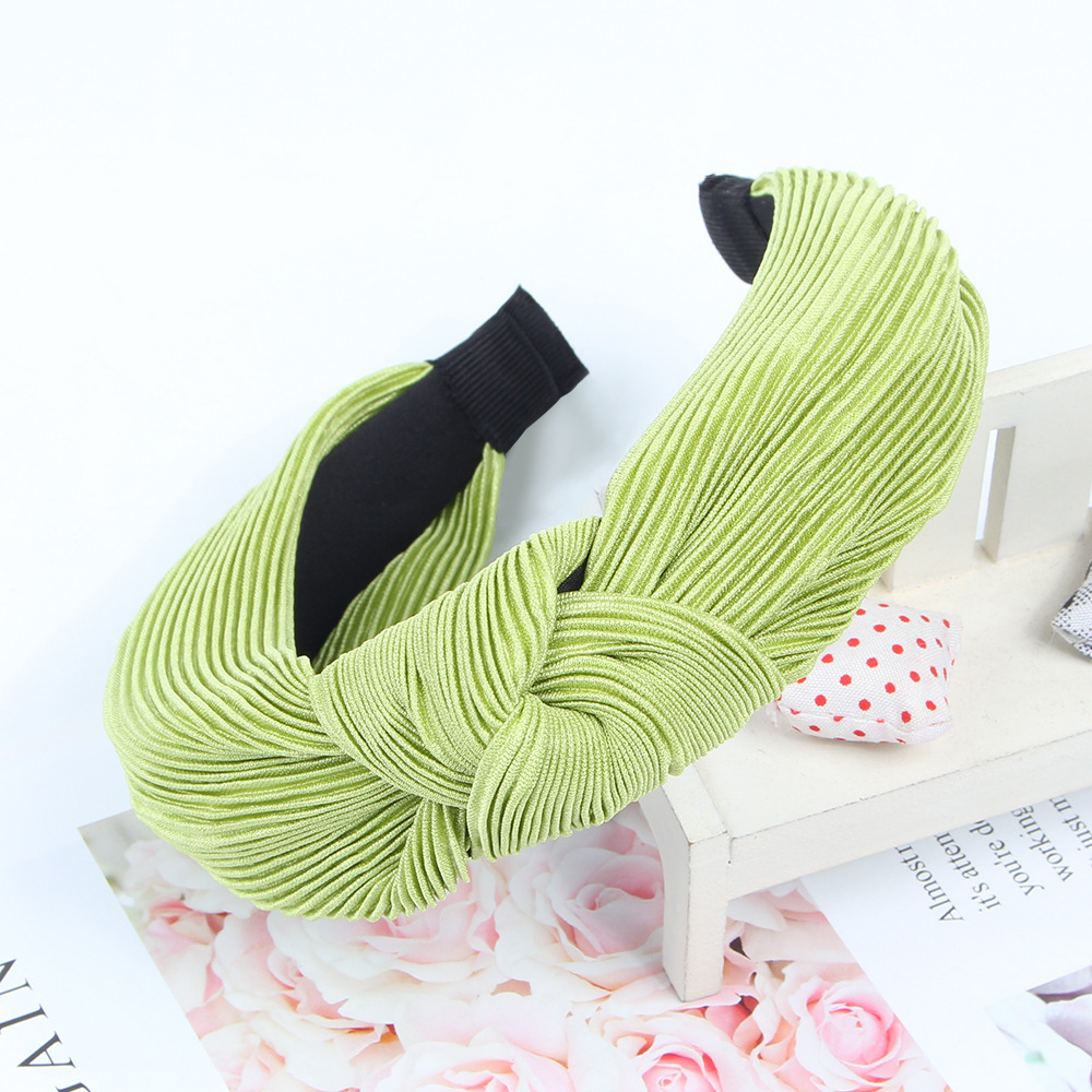 New Fashion Crepe Wave Korean Knitted Fabric Cross Knotted Headband Nihaojewelry Wholesale display picture 3