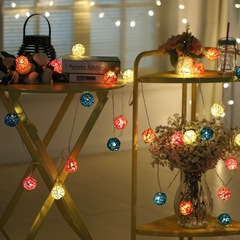 led小彩燈閃燈串燈滿天星星燈泰國藤球燈臥室房間氛圍布置裝飾燈