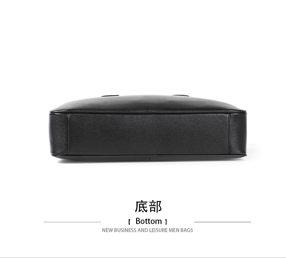 Túi xách tay nam công sở da bò lớp đầu kiểu ngang dung tích lớn 38×29,5×9 cm — Màu đen chi tiết 13