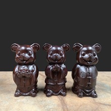 厂家直销黑檀木贺岁鼠实木雕刻卡通老鼠摆件可爱木质工艺礼品