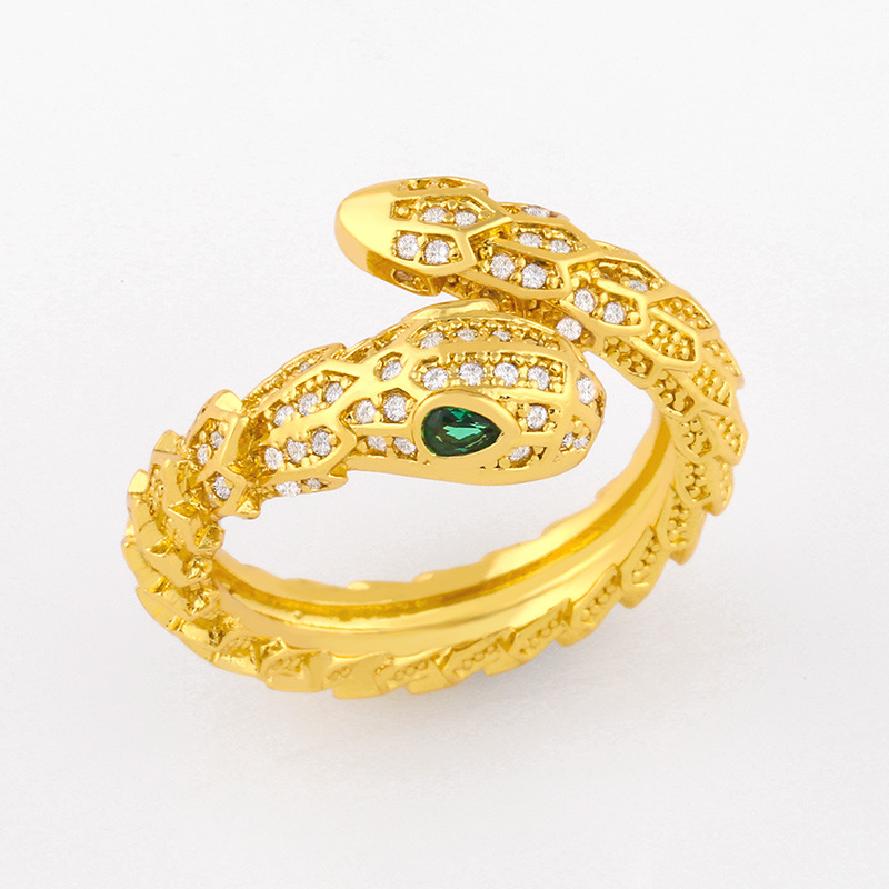 Creative Snake-shaped Ring Micro-inlaid Zircon Open Ring Wholesale display picture 3