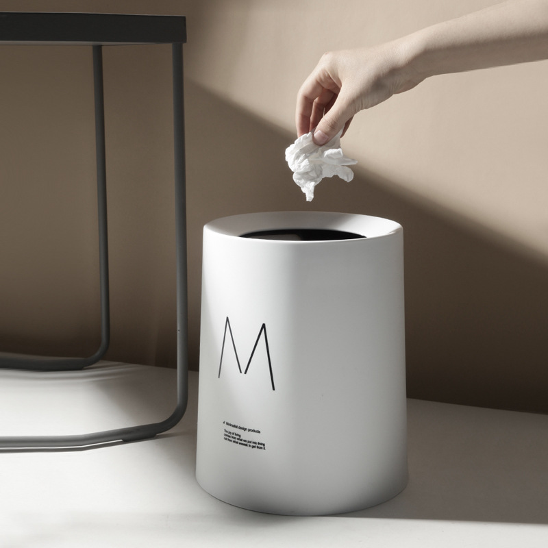 Trash Can Nordic Style Home With Cover Black And White Toilet Bathroom Bedroom Kitchen Large Classification Trash Can