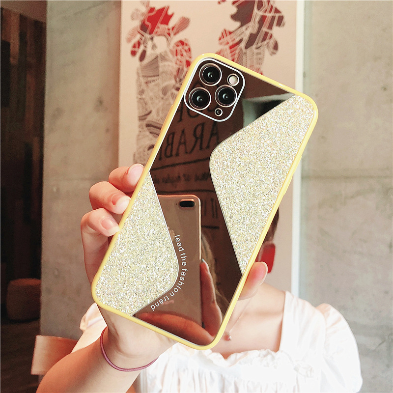 S-shaped Glitter Mirror  Iphone11 Huawei P40pro Candy Color Glass  Phone Case display picture 8