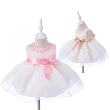 205-嬰兒公主裙夏季寶寶滿月禮服裙女童baby連衣裙粉色香檳禮服裙