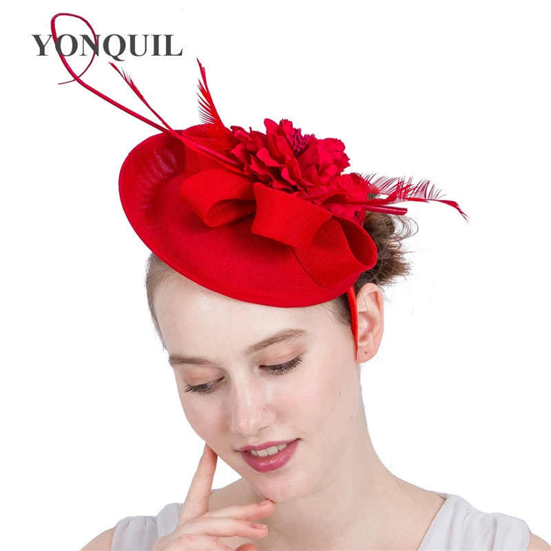 Красная элитная повязка на голову ручной работы, шляпа для невесты, Aliexpress, цветочная