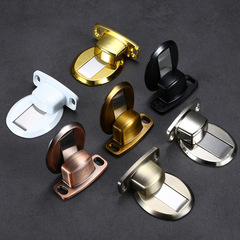 Floor suction without drilling zinc alloy invisible magnetic bump black door stop reinforced door top anti-collision bedroom wooden door floor-mounted door suction