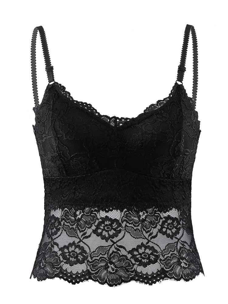 Belleza back sexy LACE camisola de las mujeres delgadas interior y exterior desgaste pecho más tamaño bottoming chaleco