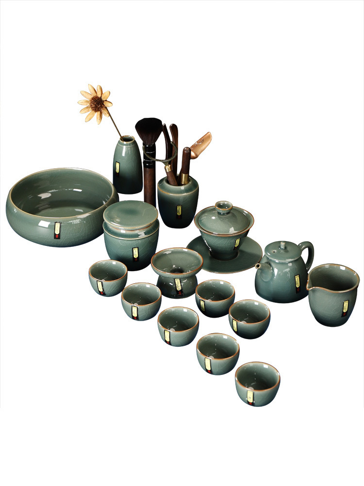 Juego de té de horno qingjian juego de té de horno Kung Fu juego de horno Ge set de hielo grieta té ceremonia cubierta tazón tetera taza conjunto