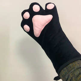 耐高温微波炉手套卡通可爱绒布隔热熊掌手套厨房防烫手套批发定制