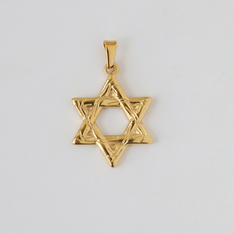Stereo Eight Pointed Star Angel Libra Titanium Gold-plated Pendant Wholesale Nihaojewelry