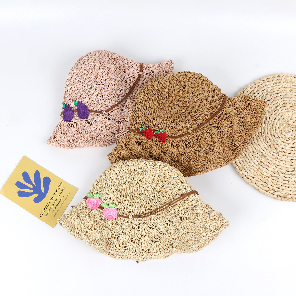 Korean New Fashion Handmade Straw Hat Parent-child Big Along Hat Foldable Sunscreen Sun Hat Wholesale display picture 4