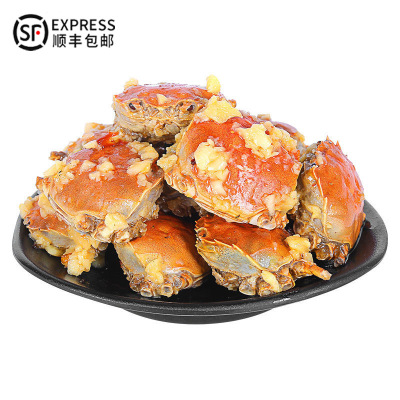 3罐顺丰包邮 全母香辣蟹蒜泥蟹即食罐装公母麻辣小螃蟹海鲜熟食|ru