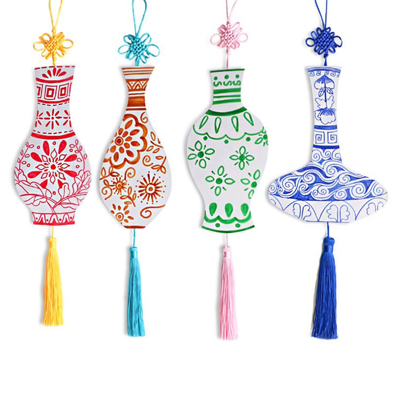 originality manual Paper quality vase children manual Coloured drawing White background card mould kindergarten DIY Art and craft materials