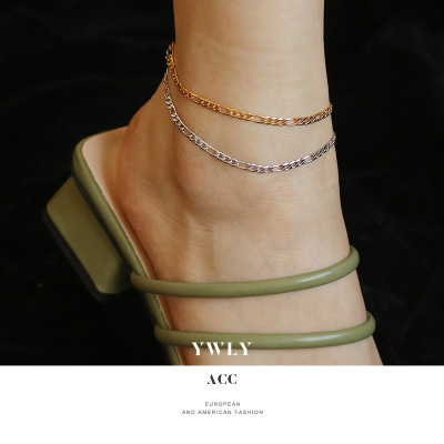 Europe and America fashion chain design Foot ornaments Anklet ins Cold A small minority personality Big temperament Simplicity