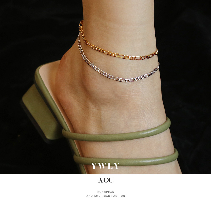Europe and America fashion chain design Foot ornaments Anklet ins Cold A small minority personality Big temperament Simplicity