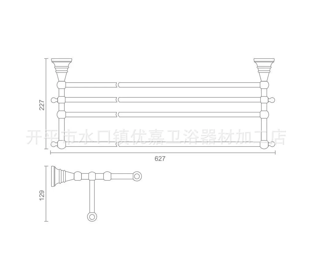 开平优嘉卫浴 Chrome bath towel rack Double-layer bathroom towel rack Copper electroplated towel rack 0264