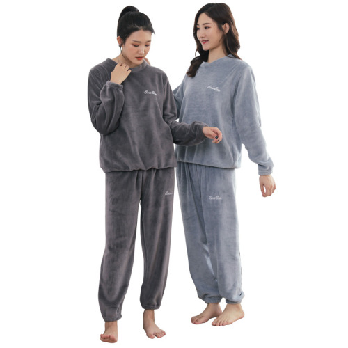 Fairy Warm Set Women's Autumn/Winter Home Wear Matchable Pajama Coral Fleece Thick Outer Wearing Warm Pajamas for Plus Size