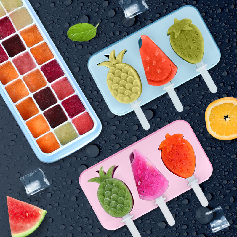 现货 带盖分体冰激凌模 硅胶冰淇淋棒冰模具 自制手工DIY雪糕模具