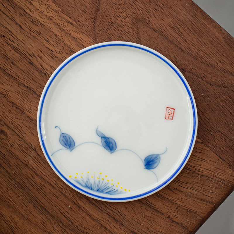 Taza de té de cerámica pintada a mano almohadilla de aislamiento creativo bandeja de té japonesa platillo taza de té estera taza de té titular de la taza de té ceremonia del té Accesorios