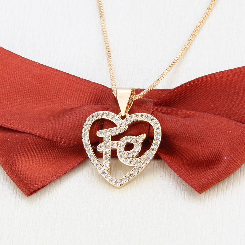 Inlaid Zirconium Heart-shaped Fe Necklace display picture 3