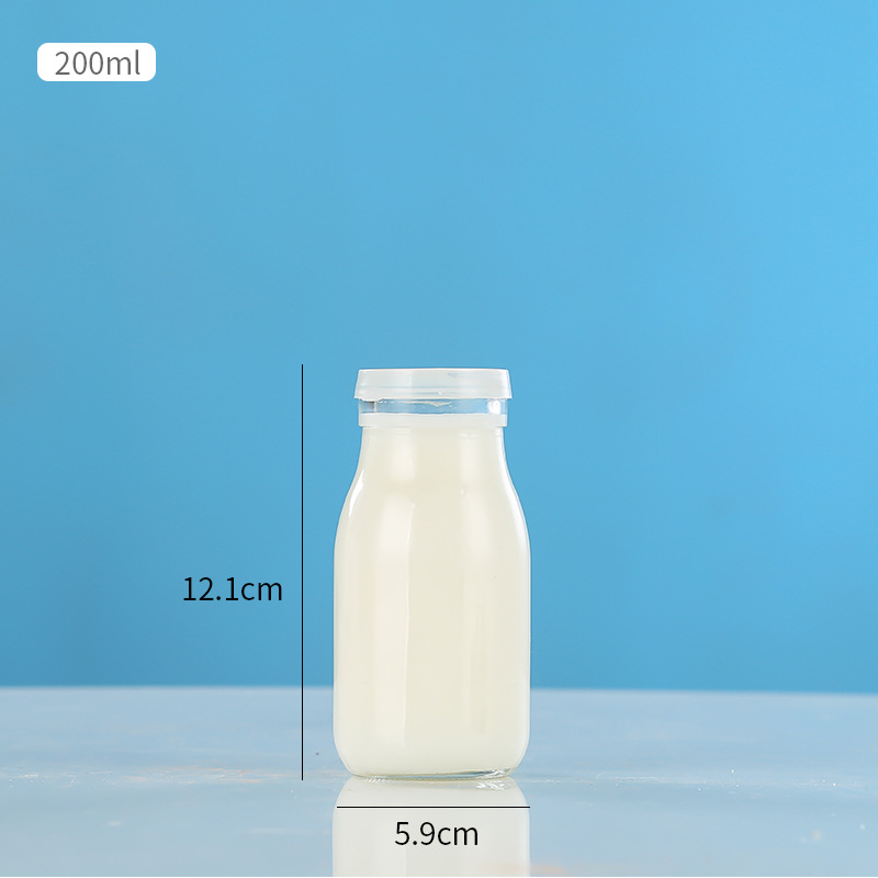 Botella de yogur viejo 500ml de vidrio resistente a altas temperaturas botella de leche fresca con tapa bar de leche pudín botella de leche resistente al calor 200ml