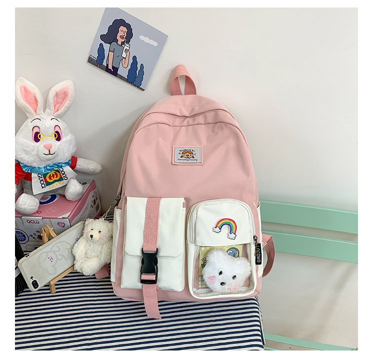 Korean Student Hit Color Backpack Soft School Bag display picture 51