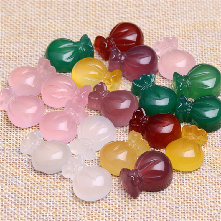 厂家批发天然玉髓迷你福气小钱袋DIY吊坠玛瑙玉石玉器福袋挂件