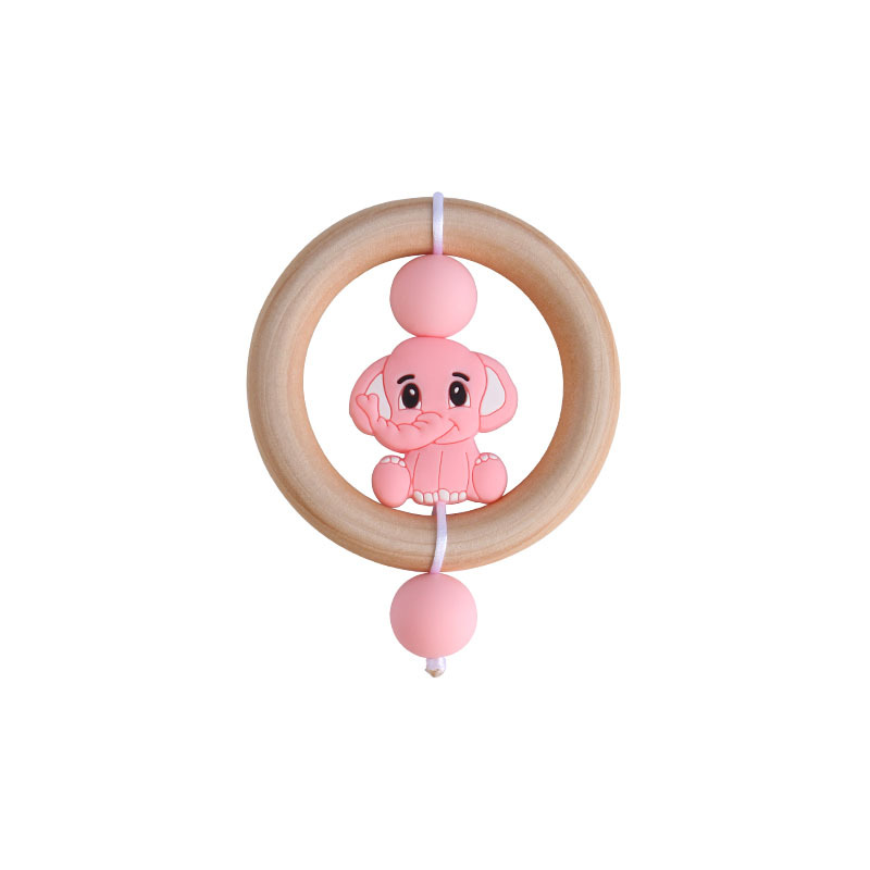 Bebé agarre de la mano de madera ejercicio agarre juguete mordedor creativo de silicona elefante juguete bebé mordedor palo dientes Shaper