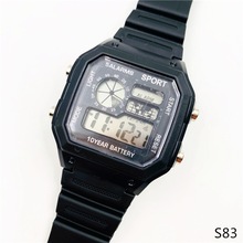 S83经典方块学生手表 防水手表 LED七彩灯带闹钟运动手表跨境爆款