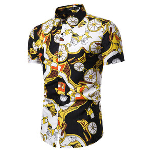 Men’s summer short sleeve floral slim shirt