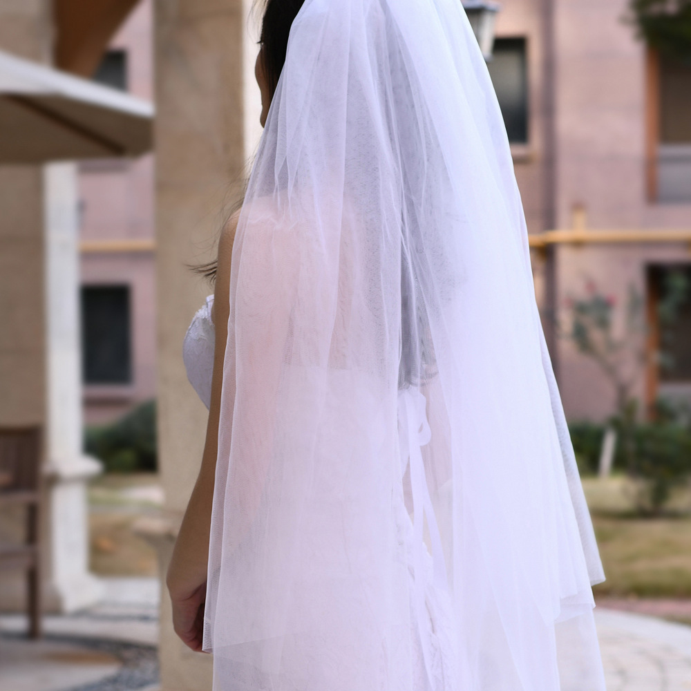 Fashion Bride Simple Long Veil Double-layer Veil display picture 2