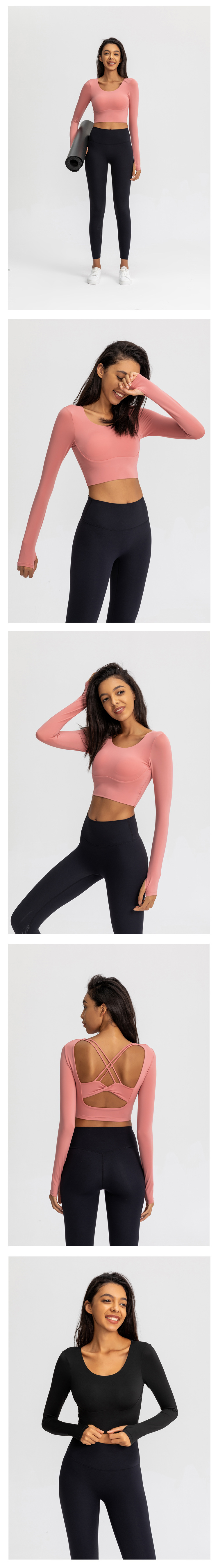 Polyester Fabric Type Short Top Length Sports Occasion Fitness Sport Style Solid Color Polyester U Neck Active Tops