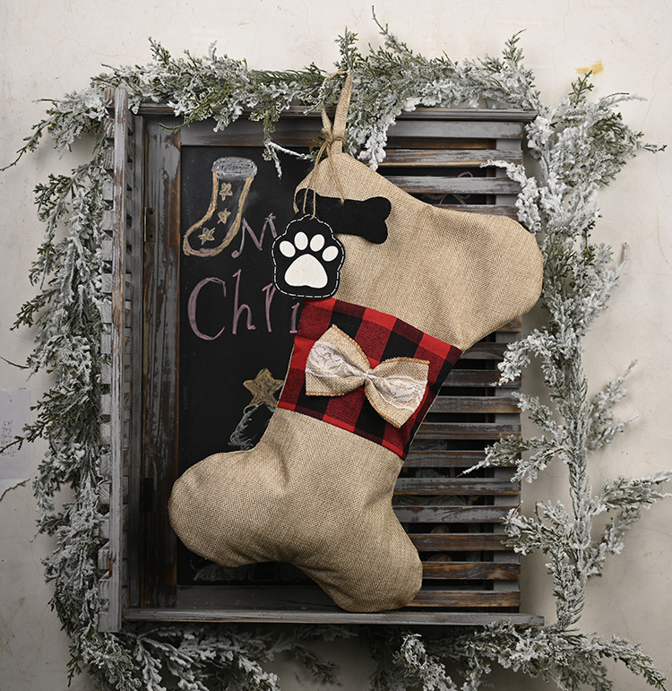 Weihnachtsstrumpf Aus Leinen Kariert Als Baumschmuck Und Geschenk_voghion.com