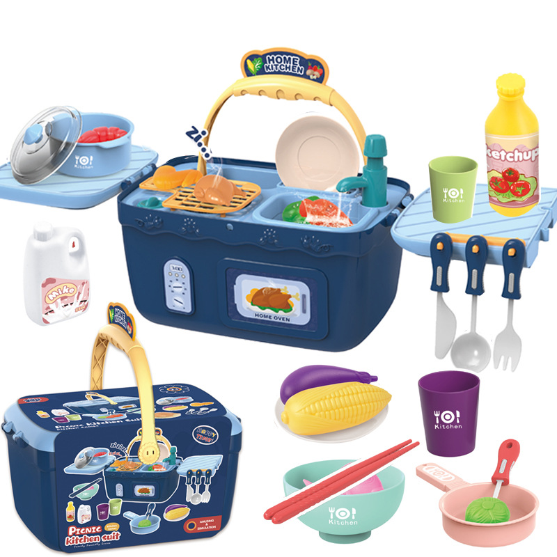 新款过家家厨房玩具益智女孩煮饭锅男孩儿童厨具洗碗机可出水套装