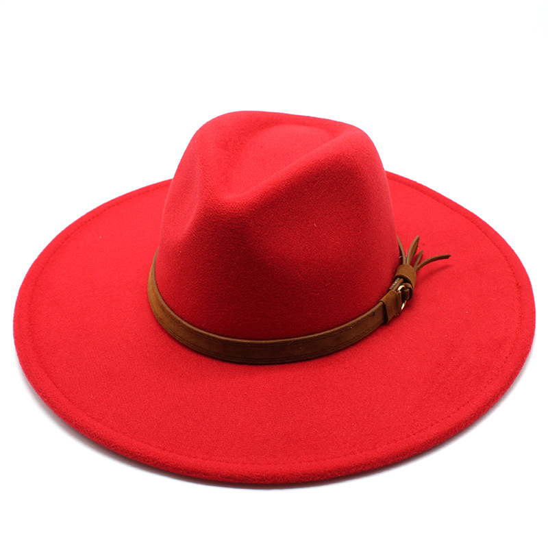 Unisex British Style Solid Color Flat Eaves Fedora Hat display picture 2