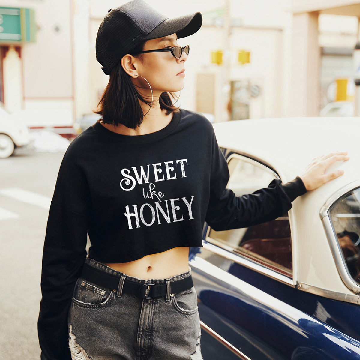 autumn and winter women s sweater letter printing casual short navel NSSN3186