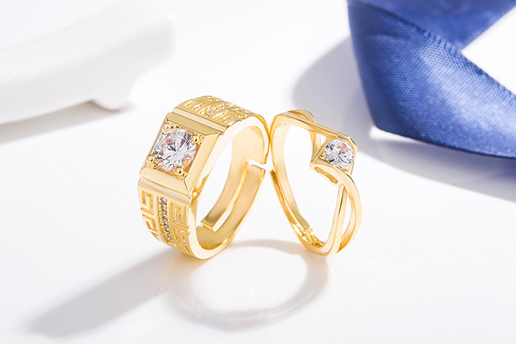 Men's Zircon Open Ring With Great Wall Texture Designer Style_voghion.com