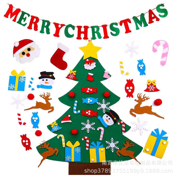 Árbol de Navidad de fieltro transfronterizo Árbol de Navidad de bricolaje para niños Árbol de Navidad tridimensional calendario no tejido árbol de Navidad colgante