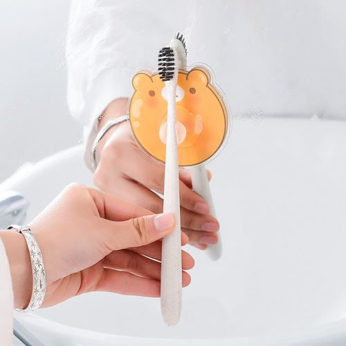 E858 home creative cartoon wall-mounted toothbrush holder bathroom traceless adhesive toothbrush holder durable toothbrush holder