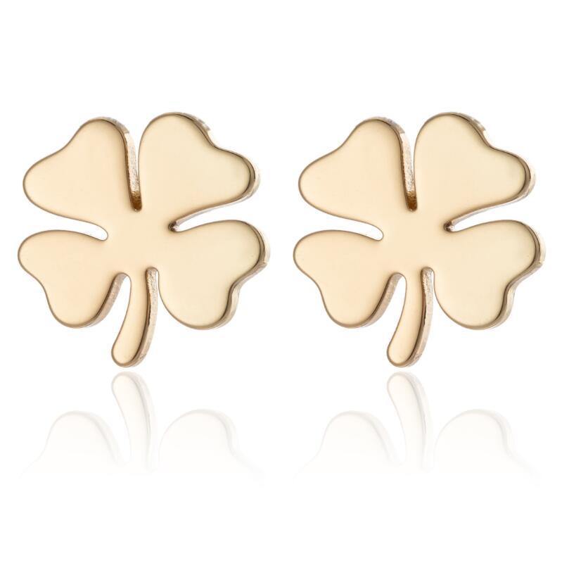 1 Pair Fashion Four Leaf Clover Titanium Steel Plating Ear Studs display picture 2