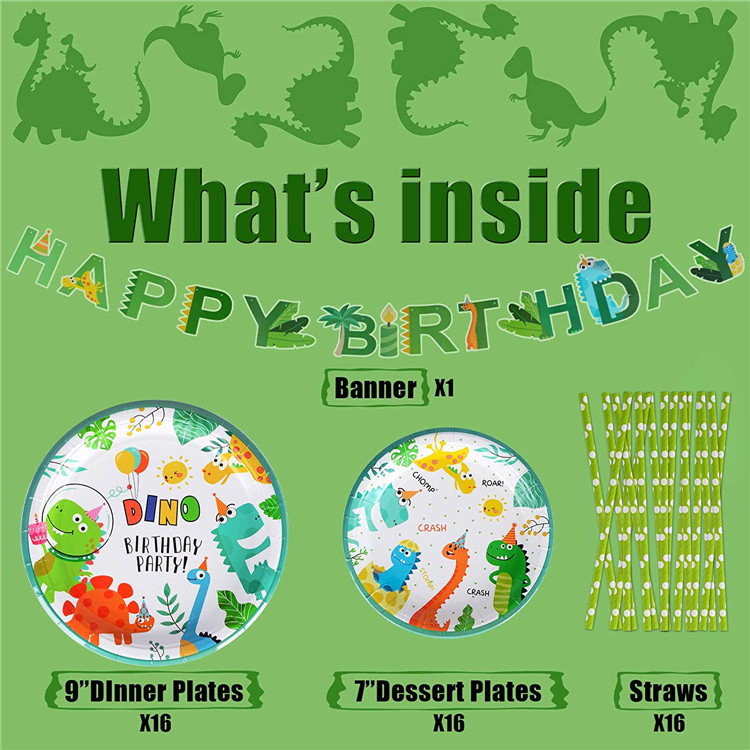 Birthday Letter Dinosaur Paper Party Tableware display picture 2