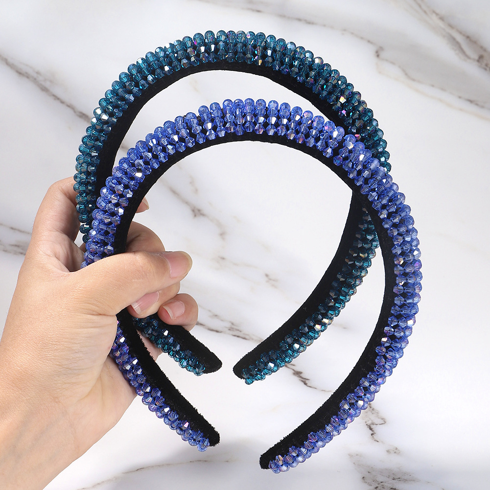 Hot Selling Fashion Beaded Winding Crystal Beads Temperament Sponge Headband display picture 6