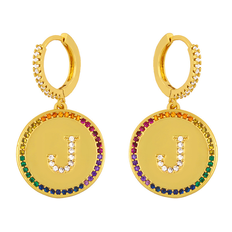 Fashion 26 English Alphabet  Inlaid Color Zircon Earrings display picture 30