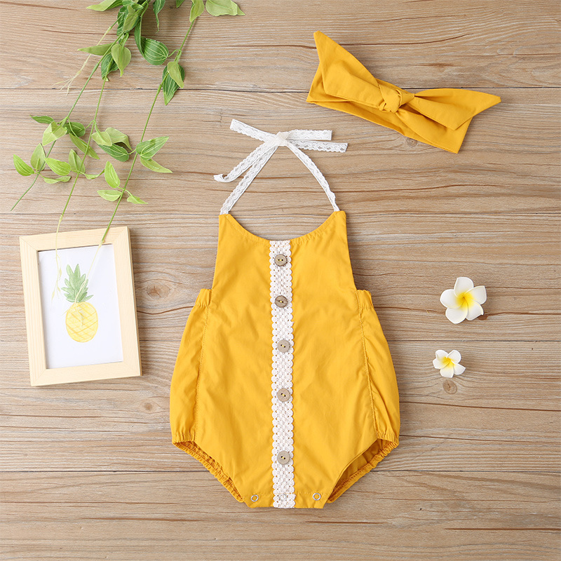 Baby Onesies Solid Color Single-breasted Sling Fashion Korean Romper display picture 2
