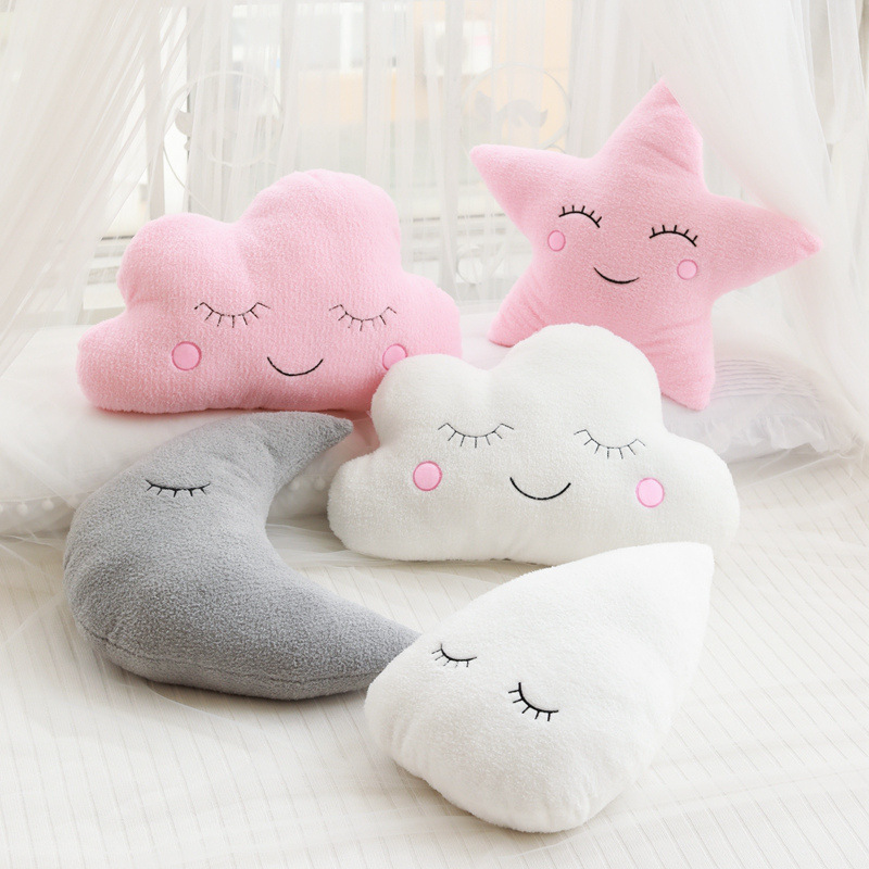 INS Sky series almohada de peluche de juguete nube Luna gotas de lluvia estrella de cinco puntas sofá cojín decoración de la habitación de los niños
