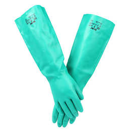 ANSELL/安思尔37-185丁腈橡胶防化手套绿色 防化酸碱劳保防护手套