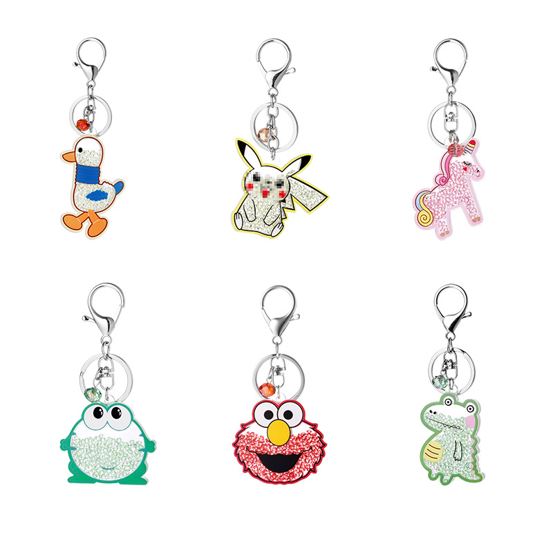 跨境新款水钻钥匙扣礼品挂件创意可爱卡通动物造型女士包包配饰